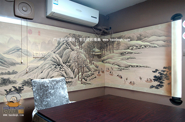 餐厅墙绘-万里河山